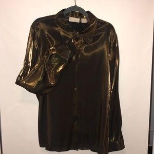 Olive/Gold Metallic Blouse.